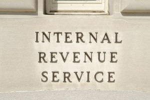 Sign on IRS Building in Washington, DC, United States