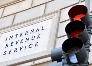 Internal Revenue Service sign.